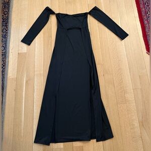 SHEIN Black Long Sleeve Off-Shoulder Dress